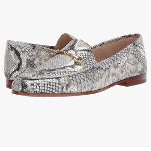 Sam Edelman Loraine Croc Embossed Leather animal Print Gold Buckle Loafers 8.5